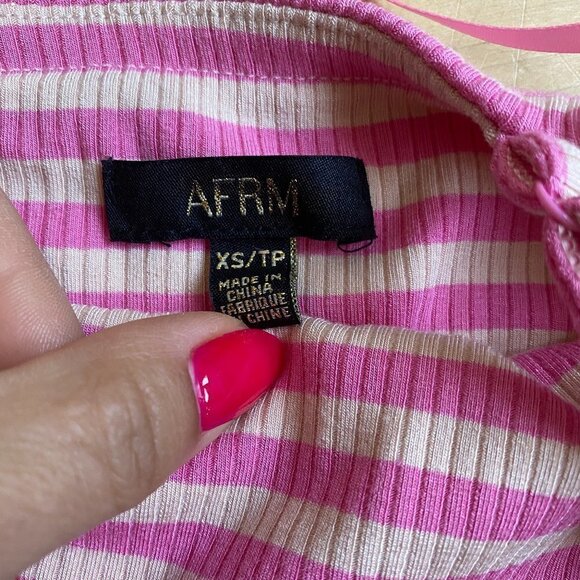 AFRM Pink Striped Ribbed "Saddle" One Shoulder Crop Top Sz Medium Womens Bnwot - Picture 7 of 8